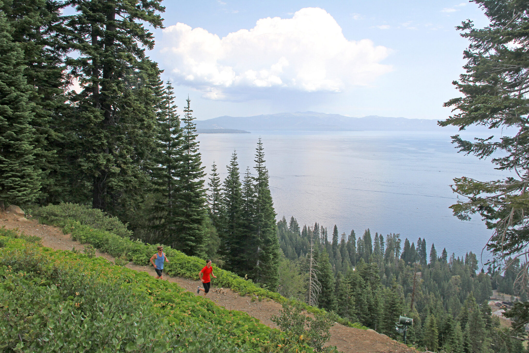 Trail Running in front of Lake Tahoe